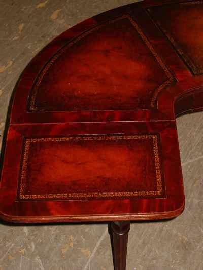 Cowen Mahogany Leather Top Coffee Table With Drop Leaf Extensions