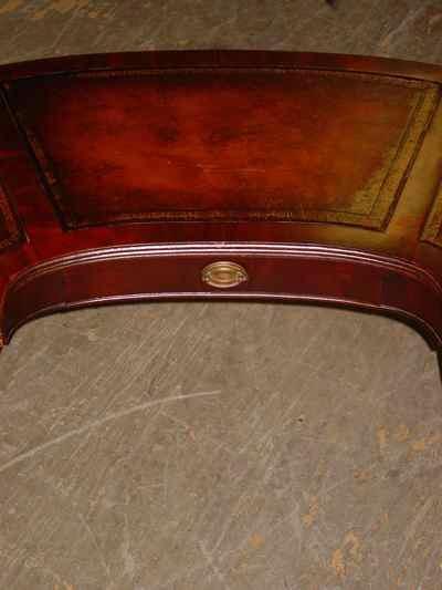 Cowen Mahogany Leather Top Coffee Table With Drop Leaf Extensions