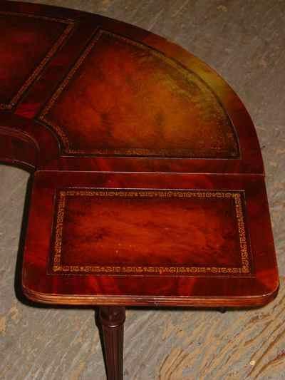 Cowen Mahogany Leather Top Coffee Table With Drop Leaf Extensions