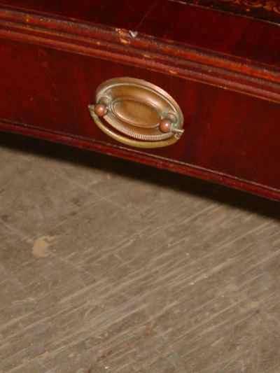 Cowen Mahogany Leather Top Coffee Table With Drop Leaf Extensions