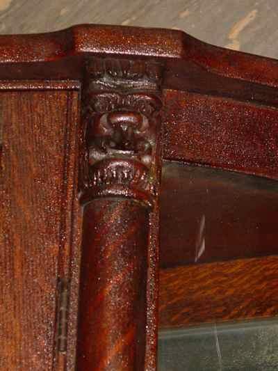 Antique Solid 1/4 Sawn Tiger Oak Bowfront Claw Foot China Cabinet