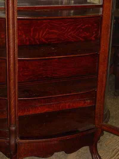 Antique Solid 1/4 Sawn Tiger Oak Bowfront Claw Foot China Cabinet