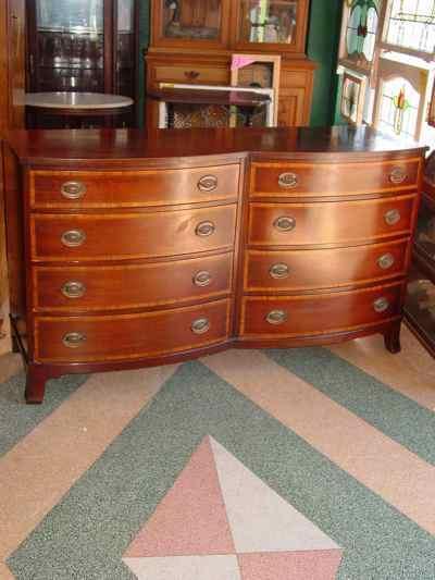 Antiques, Art, Vintage Johnson Furniture Company Federal Style Mahogany Double Dresser - Antiques, Art, Vintage