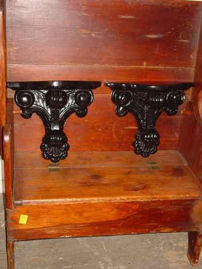 Pair of Solid Mahogany Black Painted Wall Sconces
