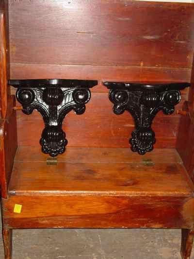 Pair of Solid Mahogany Black Painted Wall Sconces