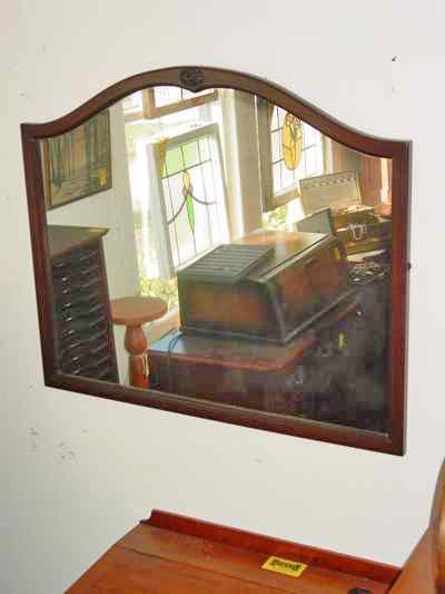 Walnut Framed Mirror with Applied Carving