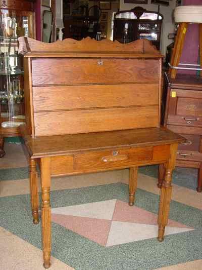 Antique Solid Oak Plantation Desk