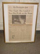 Framed Original Moon Landing Newspaper