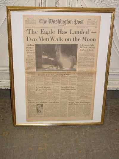 Framed Original Moon Landing Newspaper