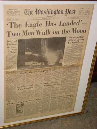 Framed Original Moon Landing Newspaper