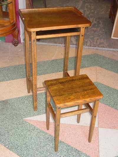 H. T. Cushman Manufacturing Company Antique Solid 1/4 Sawn Oak Telephone Stand