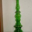 Pair of Tall Vintage Green Glass Candlesticks