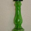 Pair of Tall Vintage Green Glass Candlesticks