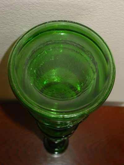 Pair of Tall Vintage Green Glass Candlesticks