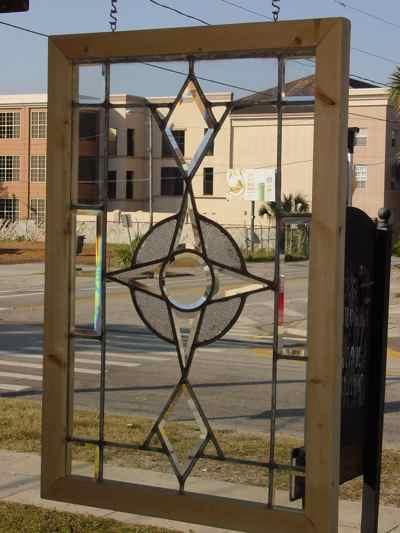 Antique Leaded Beveled Clear Glass Window