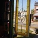Antique Leaded Beveled Clear Glass Window with Golden Border