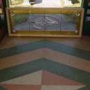 Antique Leaded Beveled Clear Glass Window with Golden Border