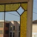 Antique Leaded Beveled Clear Glass Window with Golden Border