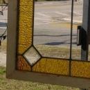 Antique Leaded Beveled Clear Glass Window with Golden Border