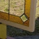Antique Leaded Beveled Clear Glass Window with Golden Border