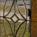 Antique Leaded Beveled Clear Glass Window with Golden Border
