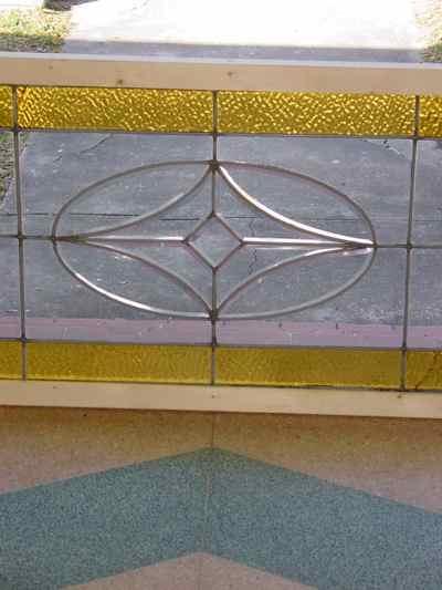 Antique Leaded Beveled Clear Glass Window with Golden Border
