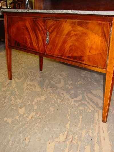 English Antique Sheraton Style Mahogany Marble Top Washstand