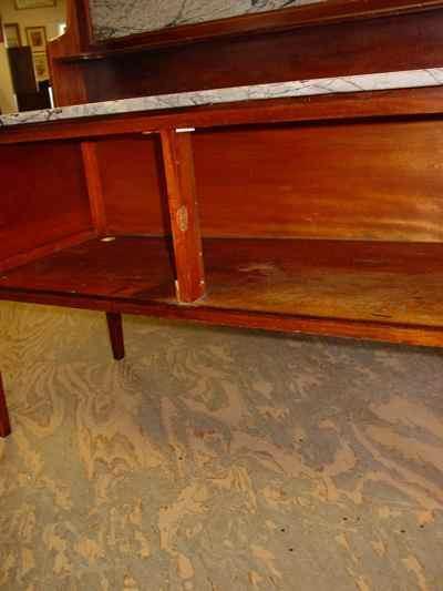 English Antique Sheraton Style Mahogany Marble Top Washstand
