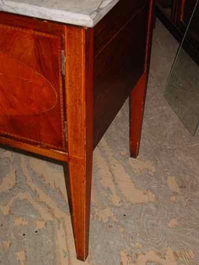 English Antique Sheraton Style Mahogany Marble Top Washstand