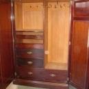 English Antique Edwardian Style Mahogany Fitted Mirror Door Wardrobe/Armoire