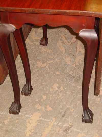Vintage Mahogany Ball & Claw Foot Drop Leaf Gate Leg Table