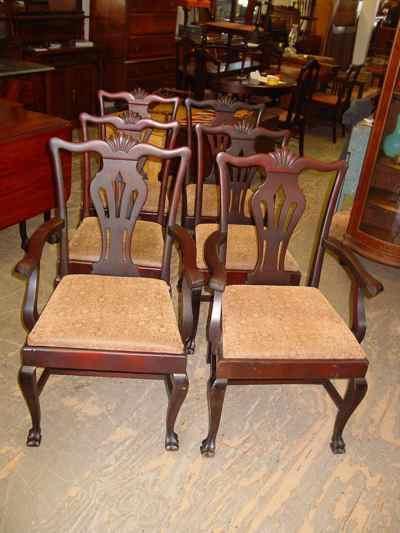 Set of 6 Chippendale Style Solid Mahogany Chairs