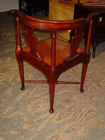 Vintage Chippendale Style Solid Mahogany Roundabout Corner Chair