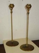 Pair of Tiffany Studios Antique Art Nouveau Candelsticks Model 1213