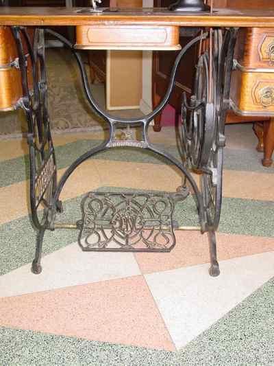Antique Oak Cabinet Domestic Treadle Sewing Machine Model 3