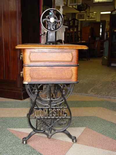 Antique Oak Cabinet Domestic Treadle Sewing Machine Model 3