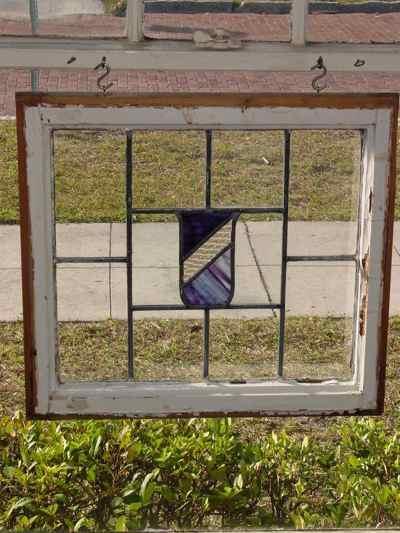 Mottled Purple Shield Antique Stained Glass