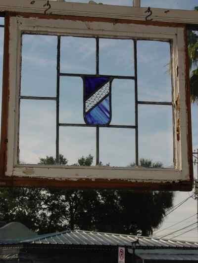Mottled Purple Shield Antique Stained Glass