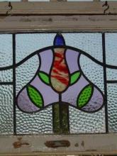 Victorian Tri Mottled Floral Tree Antique Stained Glass