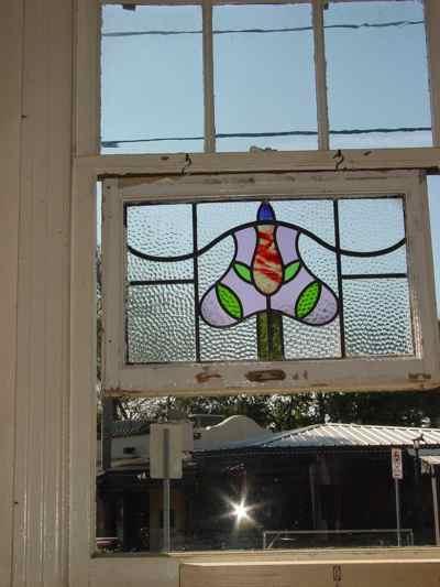 Victorian Tri Mottled Floral Tree Antique Stained Glass