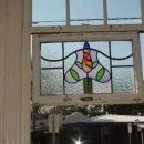 Victorian Tri Mottled Floral Tree Antique Stained Glass