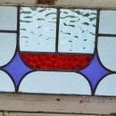 Art Deco Stylized Purple Diamonds with Red Band Antique Stained Glass
