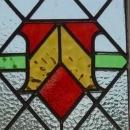 Stylized Red Bud in Amber Vase Antique Stained Glass