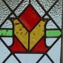 Stylized Red Bud in Amber Vase Antique Stained Glass