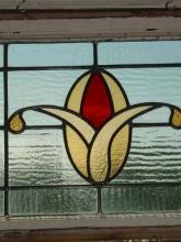 Red & Golden Floral Antique Stained Glass