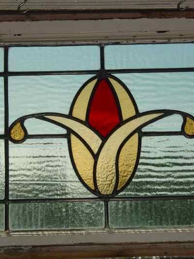 Red & Golden Floral Antique Stained Glass