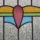 Rose & Blue Floral Antique Stained Glass