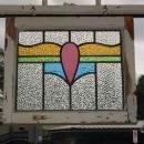 Rose & Blue Floral Antique Stained Glass