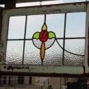 Red Mackintosh Glasgow Rose Heart Swag 2 Panel Antique Glass