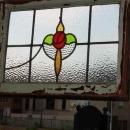 Red Mackintosh Glasgow Rose Heart Swag 2 Panel Antique Glass